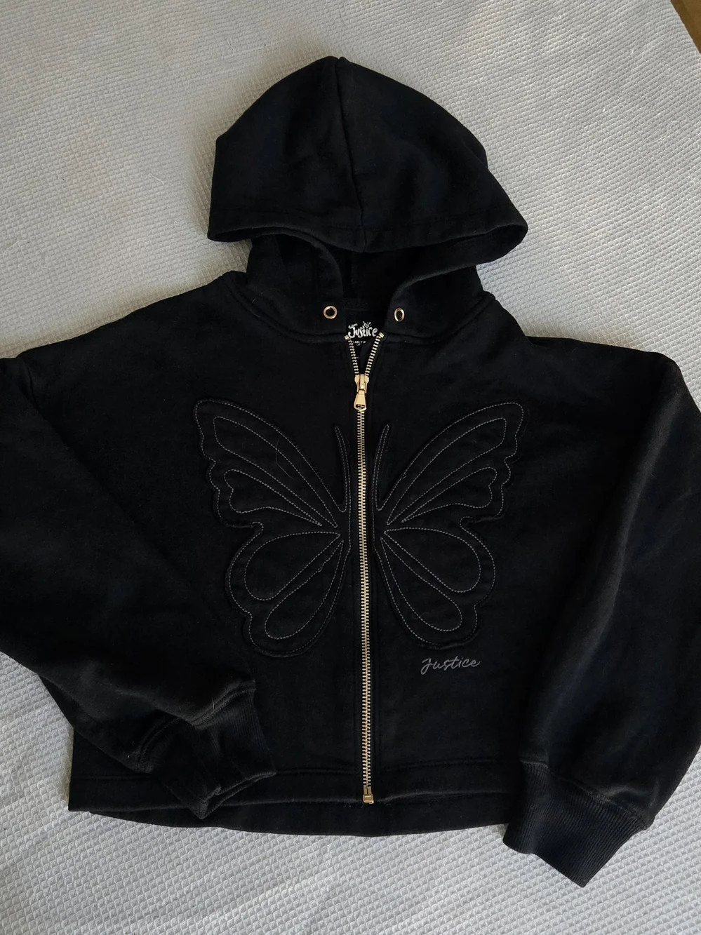 Justice Black Butterfly Zip-Up Hoodie